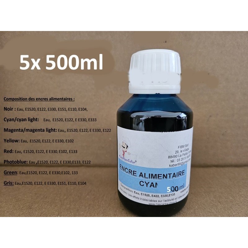 encre alimentaire 5x 500ml pour Canon